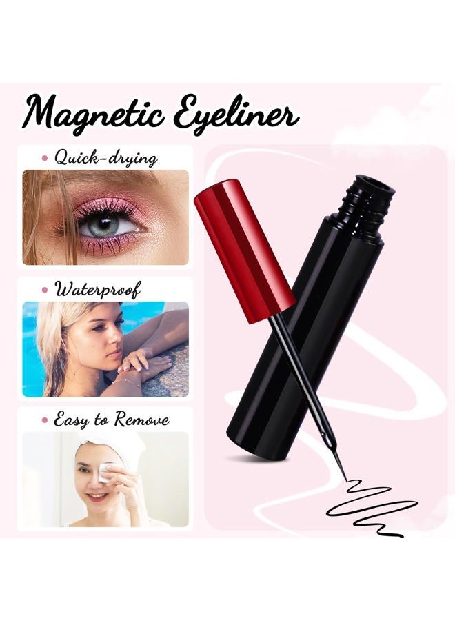 YUNINFANG [10 Pairs] Magnetic Eyelashes and Eyeliner Kit, Reusable Magnetic Lashes with Eyeliner and Tweezers, 3D Natural Look False Eyelashes (10 PAIRS) - Image 5