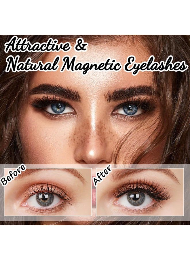 YUNINFANG [10 Pairs] Magnetic Eyelashes and Eyeliner Kit, Reusable Magnetic Lashes with Eyeliner and Tweezers, 3D Natural Look False Eyelashes (10 PAIRS) - Image 4
