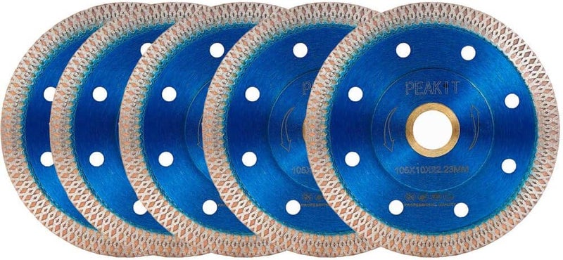 PEAKIT Supper Thin Tile Blade 4 Inch 5 Pack Diamond Porcelain Saw Blade Ceramic Cutting Disc Wheel for Angle Grinder - Image 1