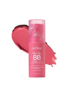 Purlisse Blush Stick, 2-In-1 Cheek Lip Tint Stick - 100% Natural, Vegan - Buildable Lightweight Shimmer Cream Blush, Hydrating Formula For All Day Wear (Pink Crush)  - Image 1
