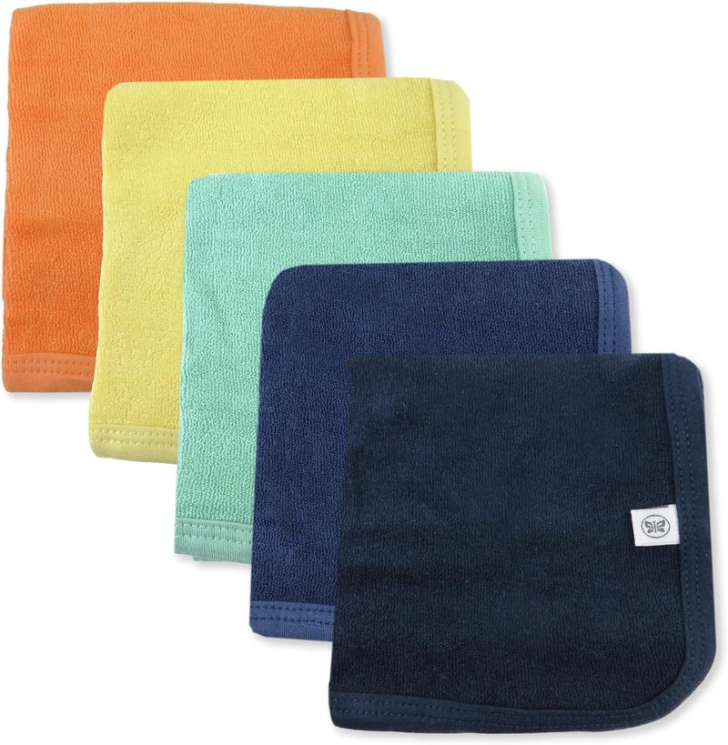 HonestBaby Unisex Baby Organic Cotton Washcloth MultiPack Winter Accessory Set 5Pack Rainbow Blue One Size - Image 1
