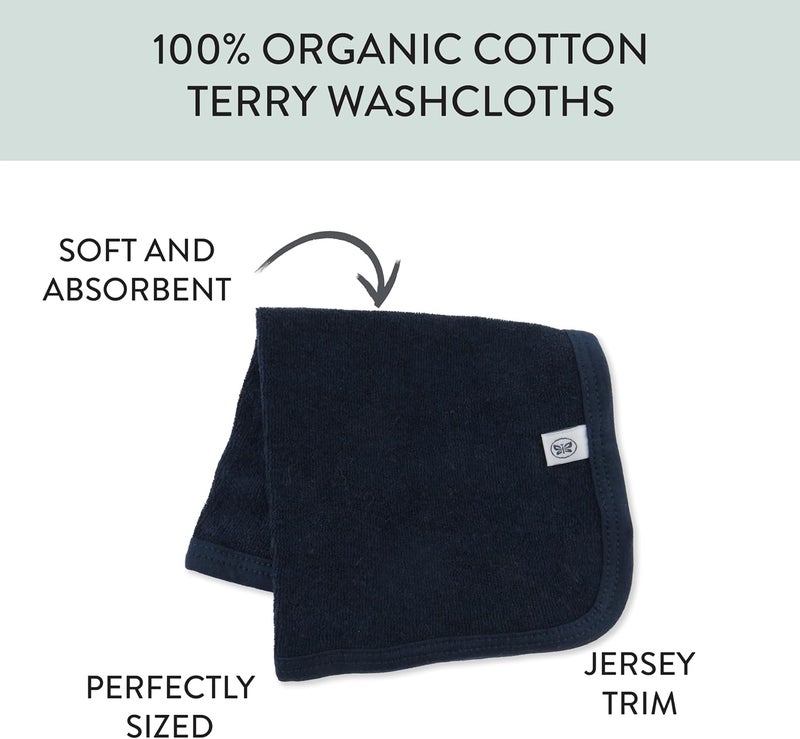 HonestBaby Unisex Baby Organic Cotton Washcloth MultiPack Winter Accessory Set 5Pack Rainbow Blue One Size - Image 4