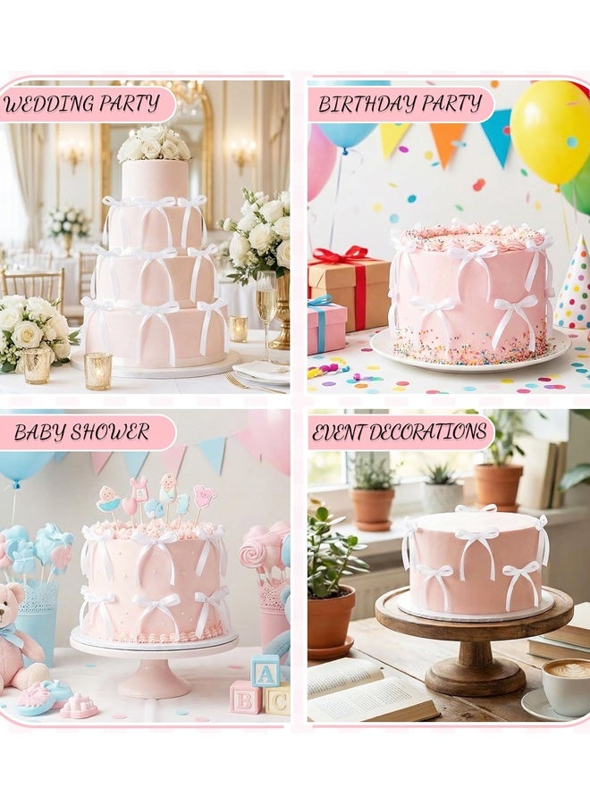 30PCS White Ribbon Bow Cake Toppers, Wedding Birthday Party Decorations - Image 5