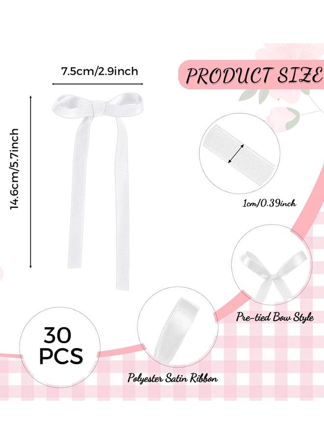 30PCS White Ribbon Bow Cake Toppers, Wedding Birthday Party Decorations - Image 2
