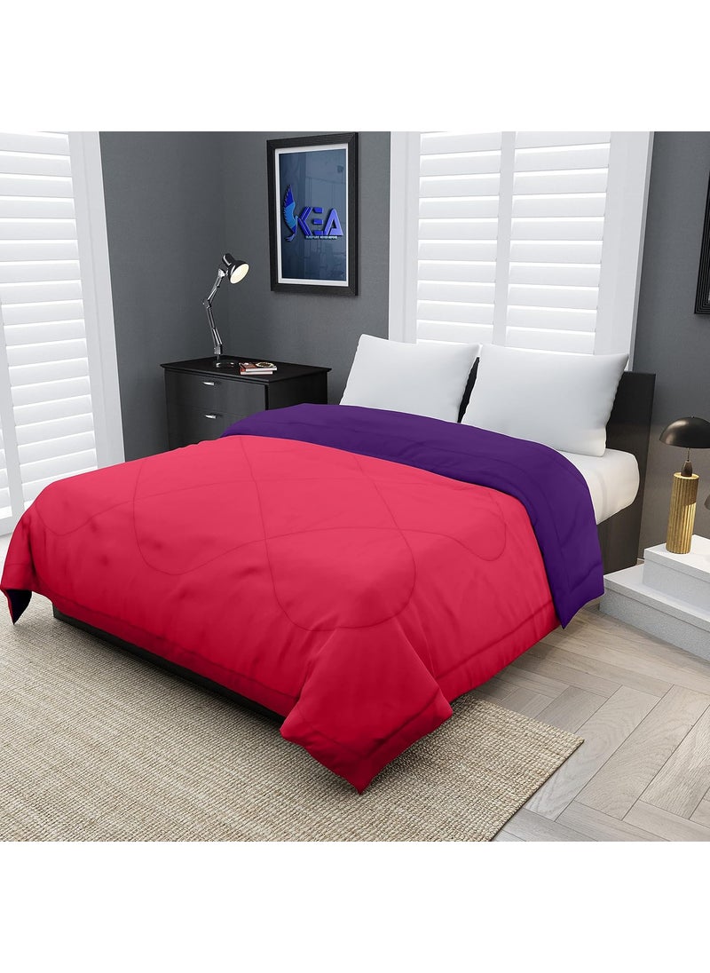 KEA KEA Microfibre Reversible Single Bed ComforterDuvet for All Weather Pink Purple 250GSMComforter Single  - Image 1