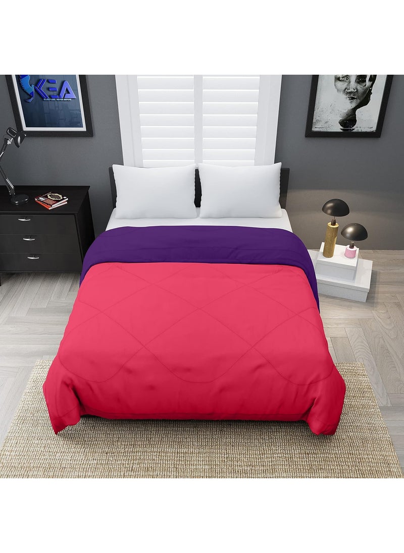 KEA KEA Microfibre Reversible Single Bed ComforterDuvet for All Weather Pink Purple 250GSMComforter Single  - Image 3
