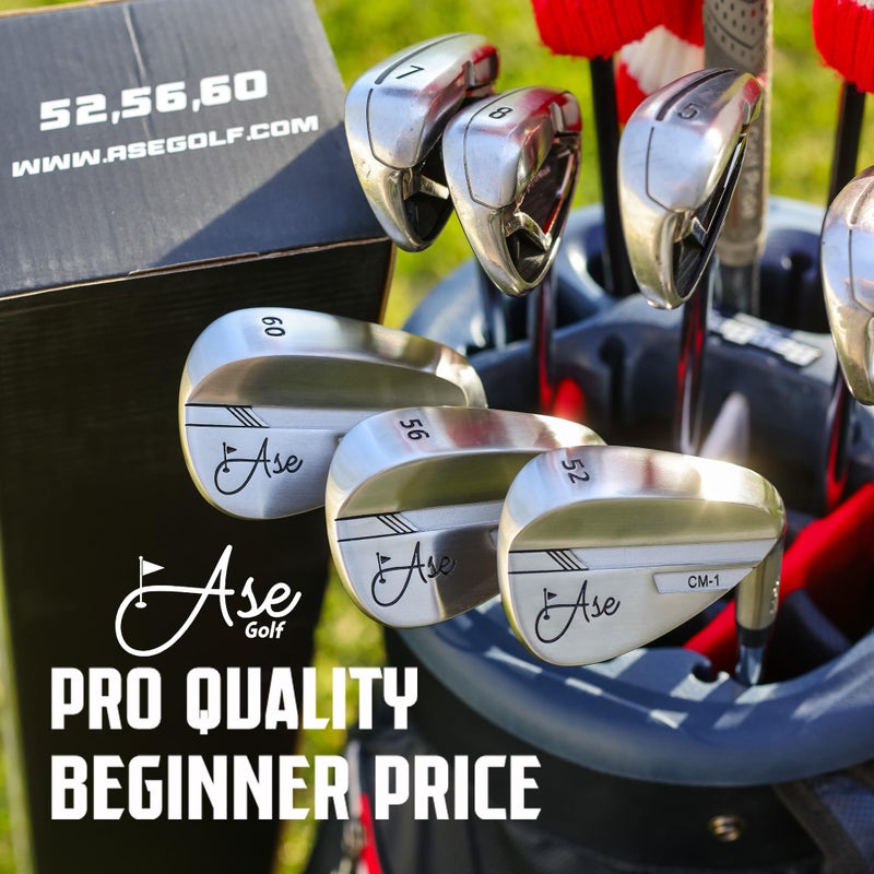 Ase Golf Premium CM-1 Golf Wedge Set or Individual Golf Wedges - Full Face Grooves + Milled Face Wedges, Singles or Set for Men Lob, Gap, Sand Wedged 50/52/54/56/58/60 Degree Clubs - Image 2