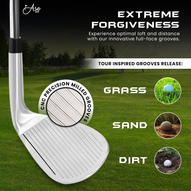 Ase Golf Premium CM-1 Golf Wedge Set or Individual Golf Wedges - Full Face Grooves + Milled Face Wedges, Singles or Set for Men Lob, Gap, Sand Wedged 50/52/54/56/58/60 Degree Clubs - Image 3