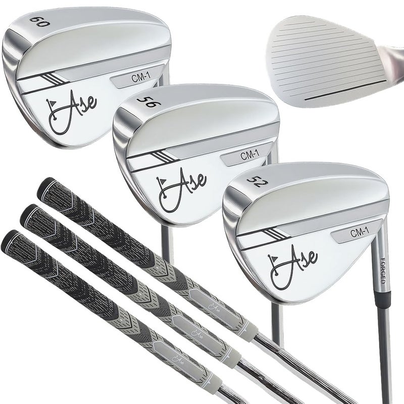 Ase Golf Premium CM-1 Golf Wedge Set or Individual Golf Wedges - Full Face Grooves + Milled Face Wedges, Singles or Set for Men Lob, Gap, Sand Wedged 50/52/54/56/58/60 Degree Clubs - Image 1