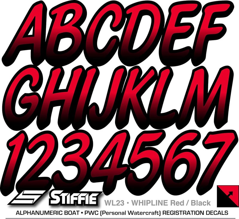 Stiffie ملصقات تعريفية رقمية أبجدية بحجم 3 بوصة من ستيفي وايبلاين باللونين الأحمر والأسود لتسجيل القوارب والمركبات المائية الشخصية منزلي ومهني - Image 5