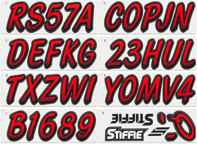 Stiffie ملصقات تعريفية رقمية أبجدية بحجم 3 بوصة من ستيفي وايبلاين باللونين الأحمر والأسود لتسجيل القوارب والمركبات المائية الشخصية منزلي ومهني - Image 3