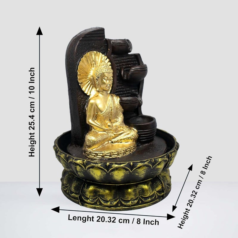 SPLICE SPLICE Resin Buddha Water Fountain LED Light 4Tier for Home Decor Showpiece  - Image 2