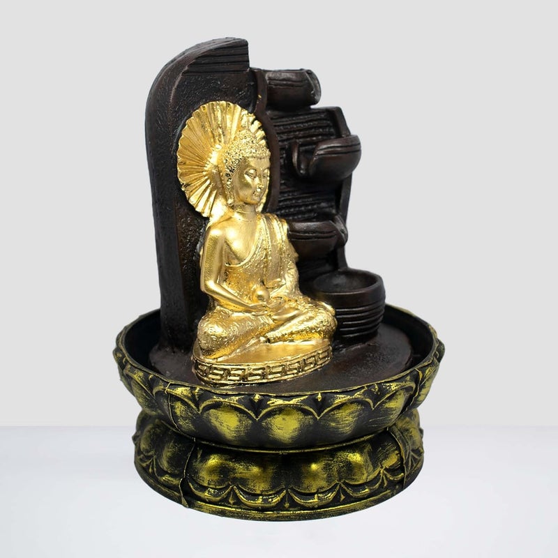 SPLICE SPLICE Resin Buddha Water Fountain LED Light 4Tier for Home Decor Showpiece  - Image 4