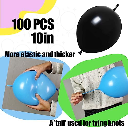 JINUPHION 100 Pcs Quick Link Balloons Black 10 inch Latex Linking Balloons for Balloon WallArchesChains Birthday Party Wedding Anniversary Graduation Arch Party Decor black - Image 5