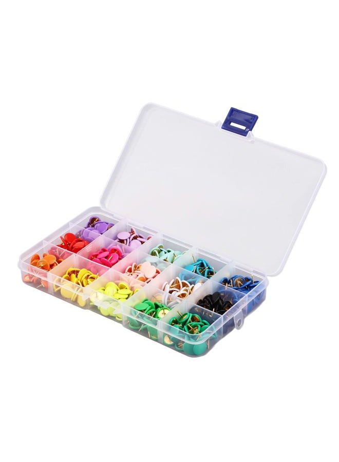 Jeanoko Decorative Push Pins, Plastic Steel Wire Thumb Tacks 15 Colors Rubberized Flat Head Hard Strong Durable Colorful 1 Box for Corkboard - Image 3