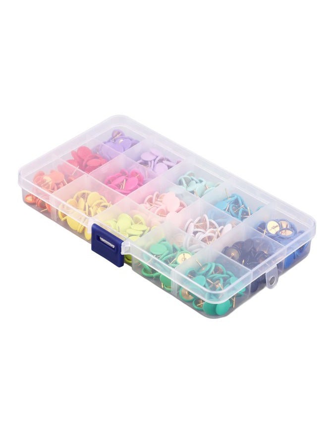 Jeanoko Decorative Push Pins, Plastic Steel Wire Thumb Tacks 15 Colors Rubberized Flat Head Hard Strong Durable Colorful 1 Box for Corkboard - Image 2
