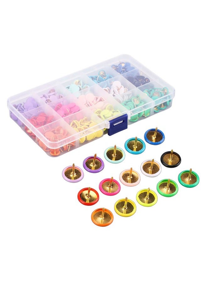 Jeanoko Decorative Push Pins, Plastic Steel Wire Thumb Tacks 15 Colors Rubberized Flat Head Hard Strong Durable Colorful 1 Box for Corkboard - Image 4