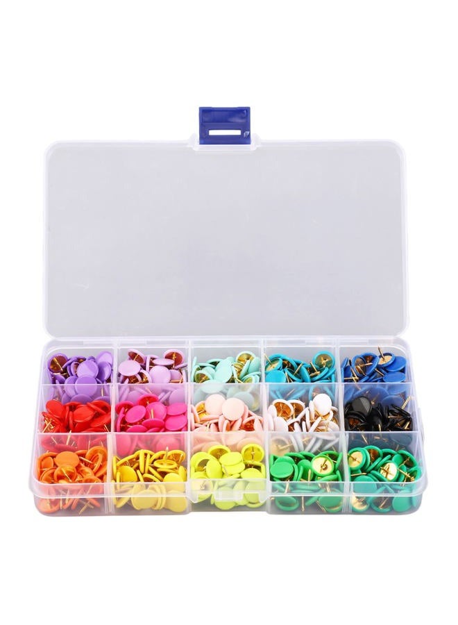 Jeanoko Decorative Push Pins, Plastic Steel Wire Thumb Tacks 15 Colors Rubberized Flat Head Hard Strong Durable Colorful 1 Box for Corkboard - Image 1