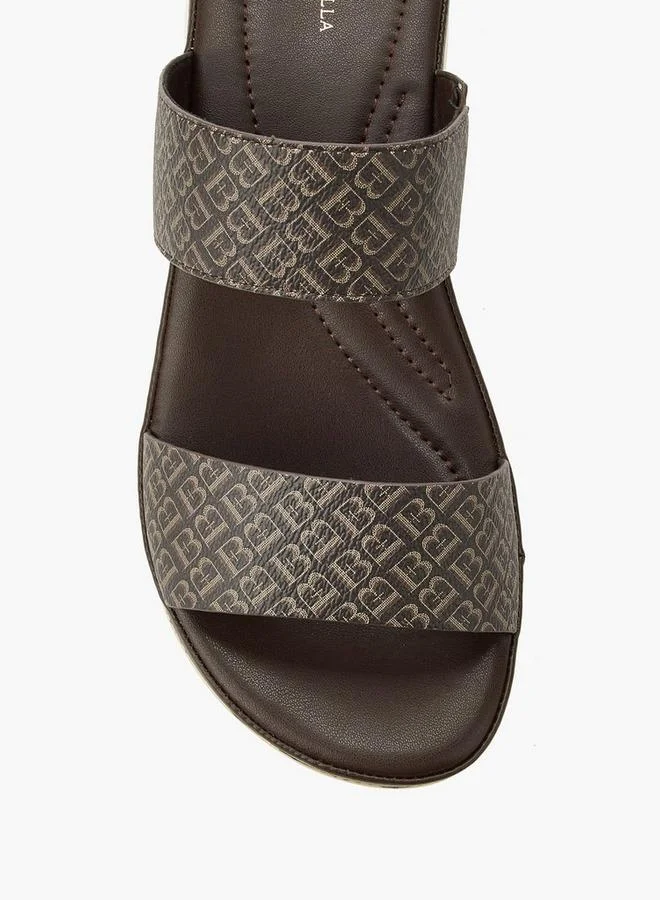 Flora Bella By Shoexpress BROWN Women Monogram Print Wedge Sandals for Women | Best Price UAE