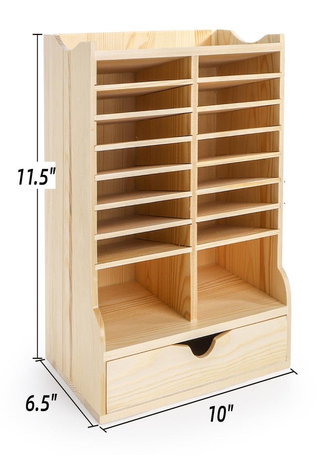 Dicunoy Wooden Marker Organizer Rack, Hold 98 Markers Holder with Drawer, Desktop Sturdy Art Supply Storage Caddy for Colored Pencils, Art Brushes, Home, Classroom, Office, No Assembly Required - Image 2