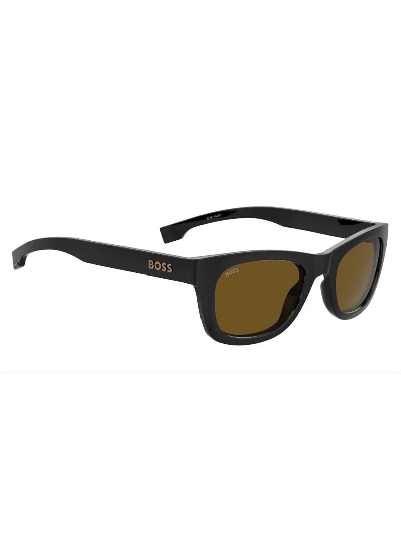 HUGO BOSS نظارة شمسية مستطيلة الشكل للرجال مع حماية من الأشعة فوق البنفسجية BOSS 1649/S BROWN 39 - مقاس العدسة: 38.5 مم - أسود بيج  - Image 2