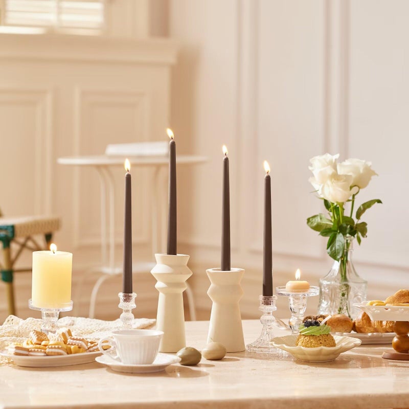 Pickood 10-Inch Tall Dripless Taper Candles Set Of 4 - Cocoa Brown Tapered Candles  Perfect For Spring - Smokeless  Unscented  Long Burning - Hand Poured  Colored Tall Candlesticks - Chocolates - Image 4