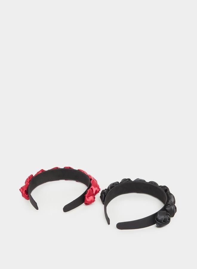 ستايلي طقم من قطعتين - طوق شعر بتطريز زهور - Image 5