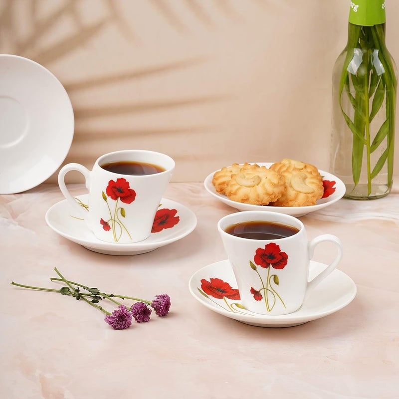 Dandy lines England by DATA Dandy Lines Lara Red Poppy Cups and Saucers 50012 Pack of 12 - Image 1