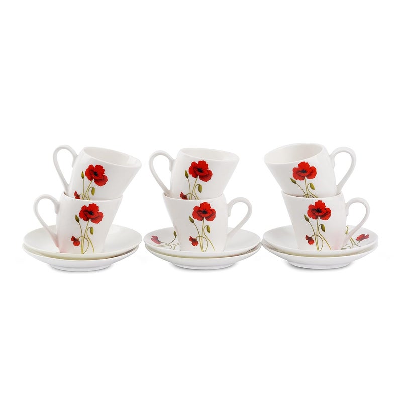 Dandy lines England by DATA Dandy Lines Lara Red Poppy Cups and Saucers 50012 Pack of 12 - Image 2