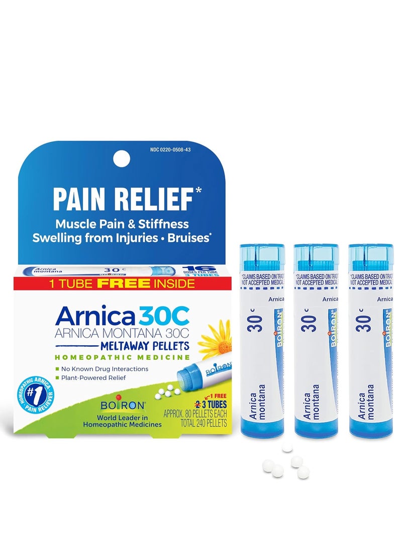 Boiron Arnica Montana 30C Homeopathic Medicine for Relief from Muscle Pain, Muscle 3 Count 240 Pellets - Image 1
