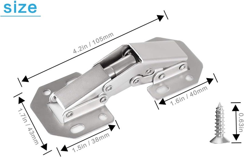 DOBOGA 20-Pack 4.2 Inch Hidden Hinges for Cabinet Doors Frameless, Concealed Cabinet Hinge, Surface Mount Hinges - Image 3