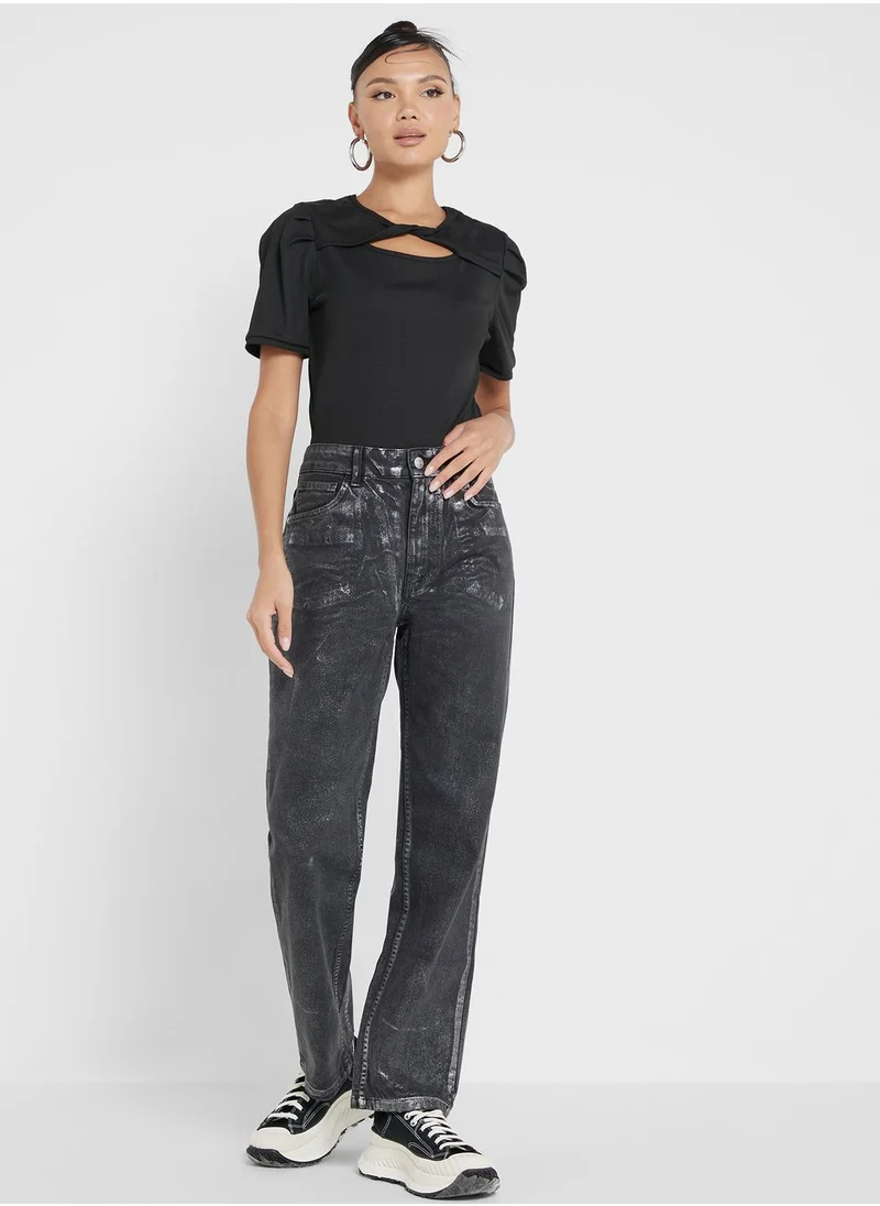 جينجر Twisted Knot Detail T Shirt