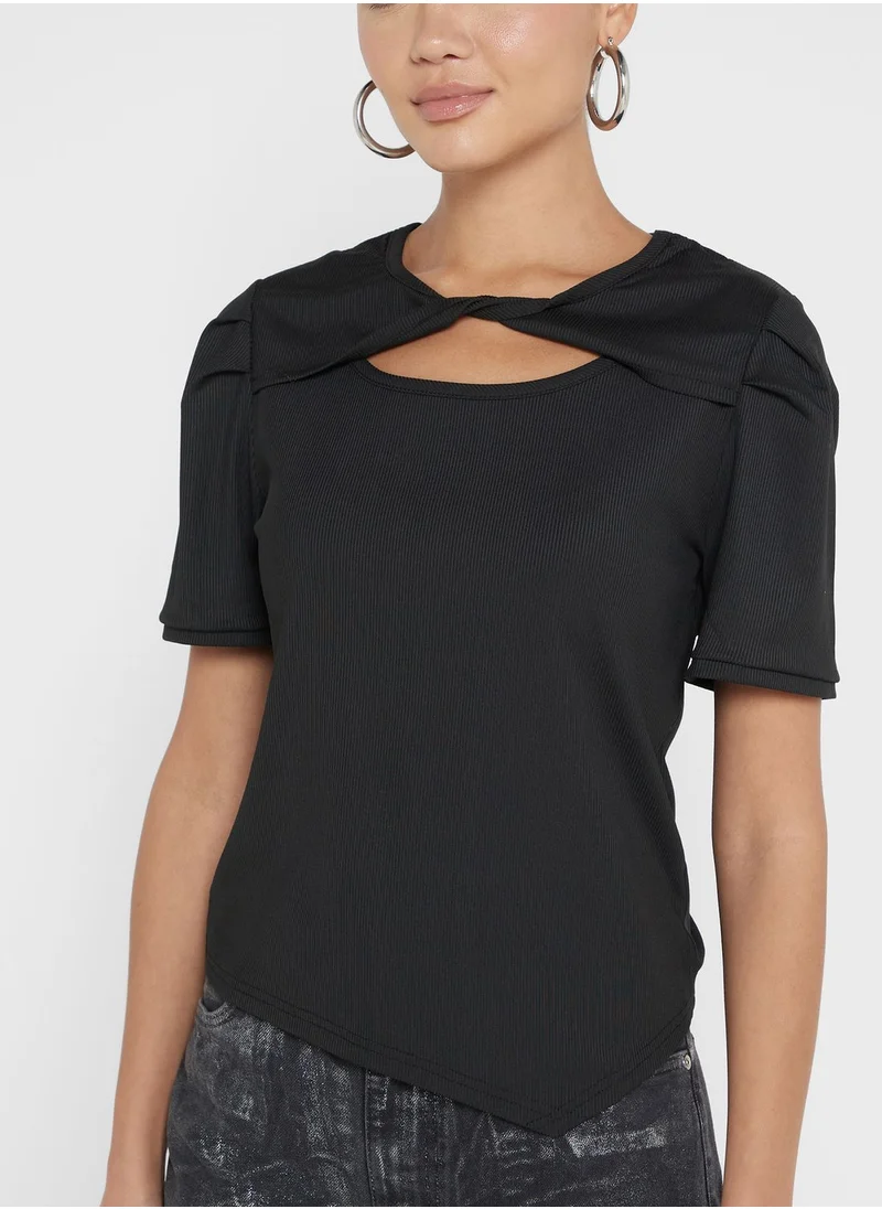 جينجر Twisted Knot Detail T Shirt