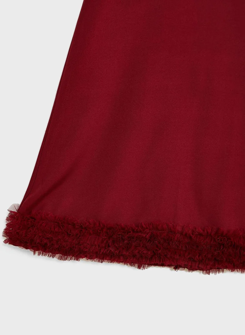 Little Golden Apple Furry Trim Dress