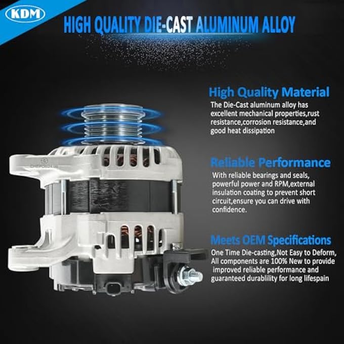 KDM Alternator Fit for Nissan Altima L4 2.5L 2019 2020 2021 2022,12V 120AMP 6-Groove Pulley Clockwise,High Output Replacement A005TE0381ZX,11893,23100-6CA0A - Image 4