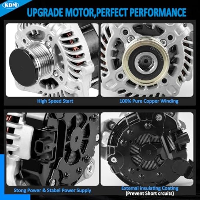 KDM Alternator Fit for Nissan Altima L4 2.5L 2019 2020 2021 2022,12V 120AMP 6-Groove Pulley Clockwise,High Output Replacement A005TE0381ZX,11893,23100-6CA0A - Image 5