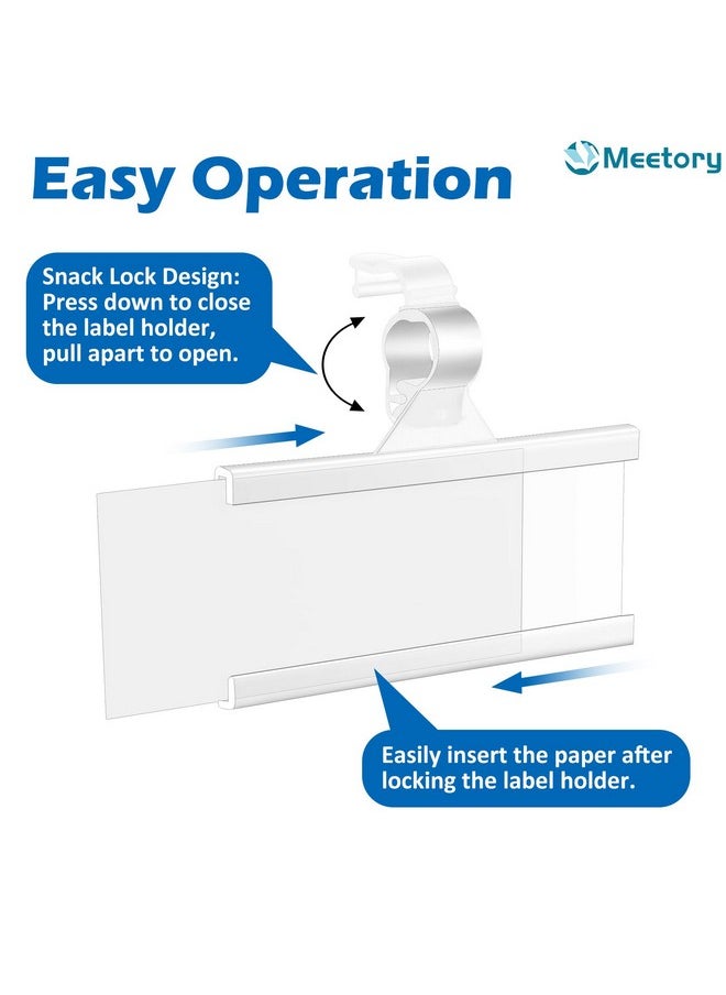 100 Pcs Plastic Wire Shelf Label Holders With Blank Cards Reusable Plastic Shelf Tags Price Label Holder With Snap Lock Upc Label Price Display Holder For Pantry Retail Supermarket (3'' X 1.4'')