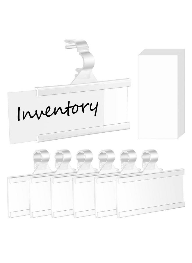 100 Pcs Plastic Wire Shelf Label Holders With Blank Cards Reusable Plastic Shelf Tags Price Label Holder With Snap Lock Upc Label Price Display Holder For Pantry Retail Supermarket (3'' X 1.4'')