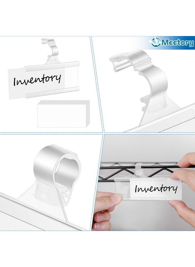 100 Pcs Plastic Wire Shelf Label Holders With Blank Cards Reusable Plastic Shelf Tags Price Label Holder With Snap Lock Upc Label Price Display Holder For Pantry Retail Supermarket (3'' X 1.4'')