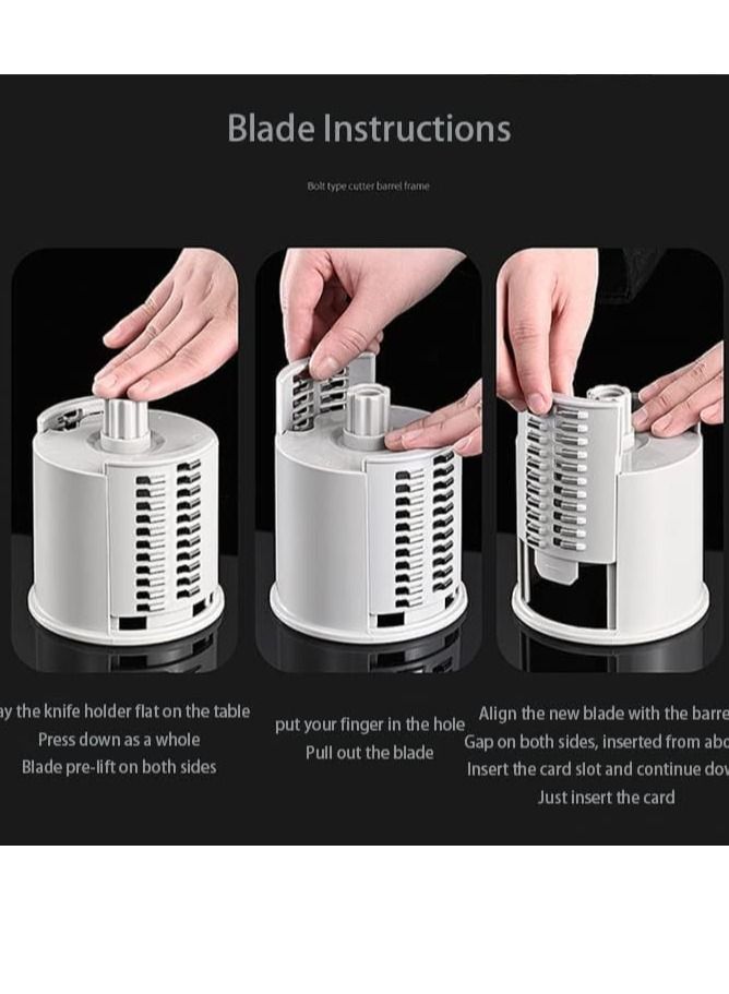 vege-cutter1x20 Multifunctional Vegetable Grater Fruit Vegetable Slicer Easy Clean 4 in 1 Adjustable Handheld Vegetable Slicer Spiral Drum Slicer Assorted - Image 4