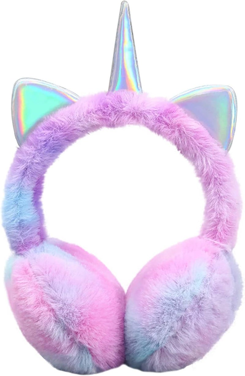 Ztl Unicorn Earmuffs for Girls Kids Women Soft Plush Ear Warmers Winter Ear Muffs - Image 1