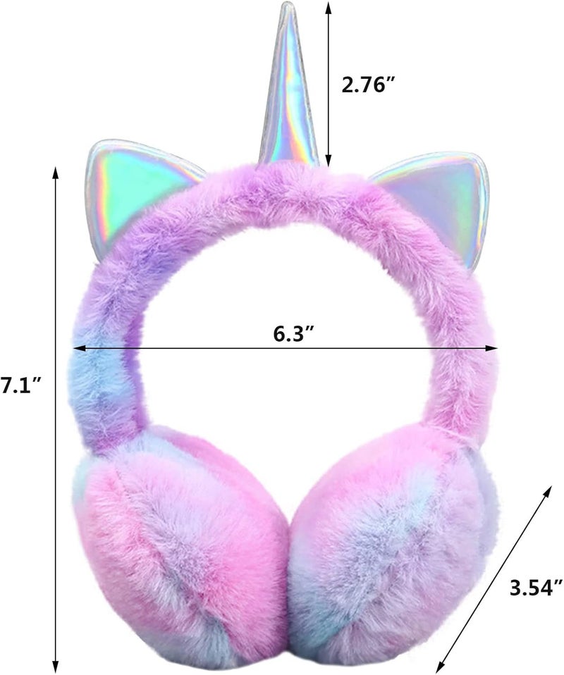 Ztl Unicorn Earmuffs for Girls Kids Women Soft Plush Ear Warmers Winter Ear Muffs - Image 2