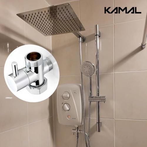 Kamal Full Brass Tee Diverter Wall Mixer Angle Cock Faucet with Wall Flange | Wall Mount Installation Type - Silver (Pack of 1) - Image 5