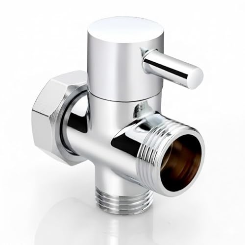 Kamal Full Brass Tee Diverter Wall Mixer Angle Cock Faucet with Wall Flange | Wall Mount Installation Type - Silver (Pack of 1) - Image 1