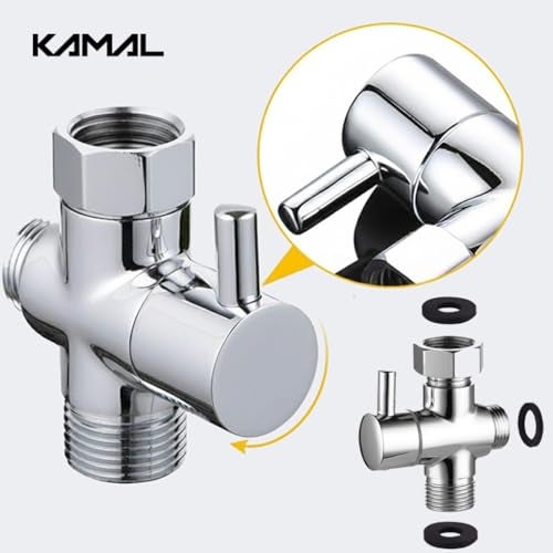 Kamal Full Brass Tee Diverter Wall Mixer Angle Cock Faucet with Wall Flange | Wall Mount Installation Type - Silver (Pack of 1) - Image 4