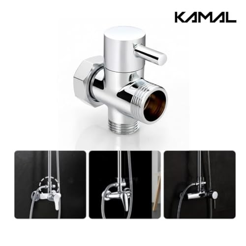 Kamal Full Brass Tee Diverter Wall Mixer Angle Cock Faucet with Wall Flange | Wall Mount Installation Type - Silver (Pack of 1) - Image 3