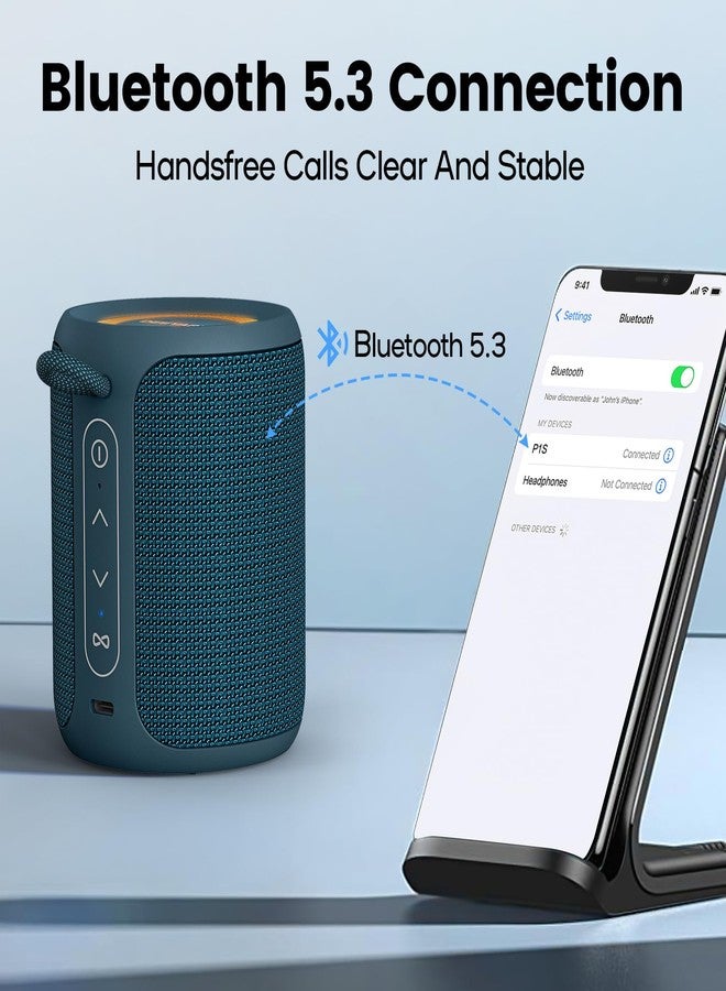 Deeyaple Bluetooth Speaker, Intense Bass Bluetooth Speaker, Bluetooth 5.3 Connected Speaker, 15W Bluetooth Speaker, IPX7 Waterproof, Dual Stereo Pairing (Blue) - Image 5