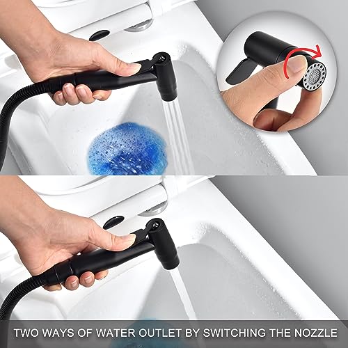 Senhozi Matte Black Bidet Sprayer for Toilet, Warm Water Handheld Bidet Sprayer with Hot and Cold Mixing Valve, Bidet Attachment for Toilet, SE-0002-2-BK - Image 5