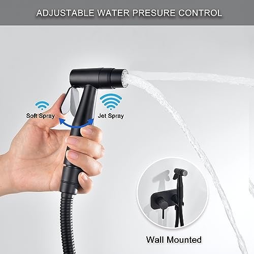 Senhozi Matte Black Bidet Sprayer for Toilet, Warm Water Handheld Bidet Sprayer with Hot and Cold Mixing Valve, Bidet Attachment for Toilet, SE-0002-2-BK - Image 4