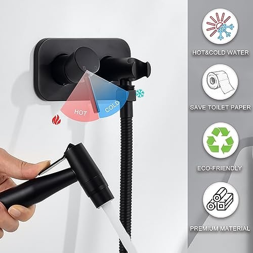 Senhozi Matte Black Bidet Sprayer for Toilet, Warm Water Handheld Bidet Sprayer with Hot and Cold Mixing Valve, Bidet Attachment for Toilet, SE-0002-2-BK - Image 3